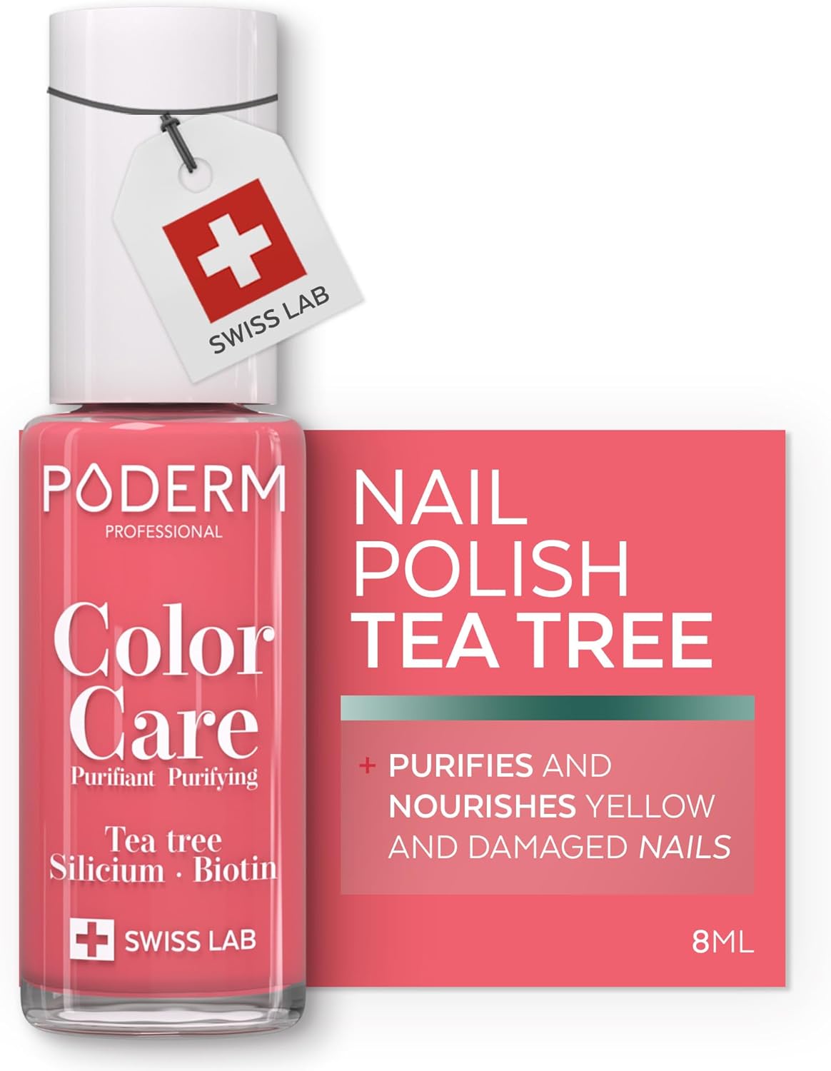 PODERM Nail Care Polish with Tea Tree - Coral Pink